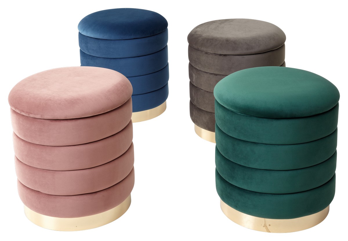 Пуф для гостиной ФРЕД зеленый #19, велюр / золотой каркас