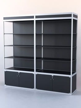 Витрина-стеллаж из ал.профиля №1 (2-ух метровая), Черный