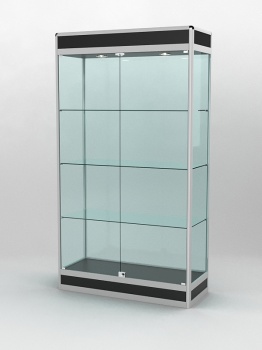 Витрина "ПРОФИЛЬ ПОДИУМ" №1-400-2 (задняя стенка - стекло), Черный