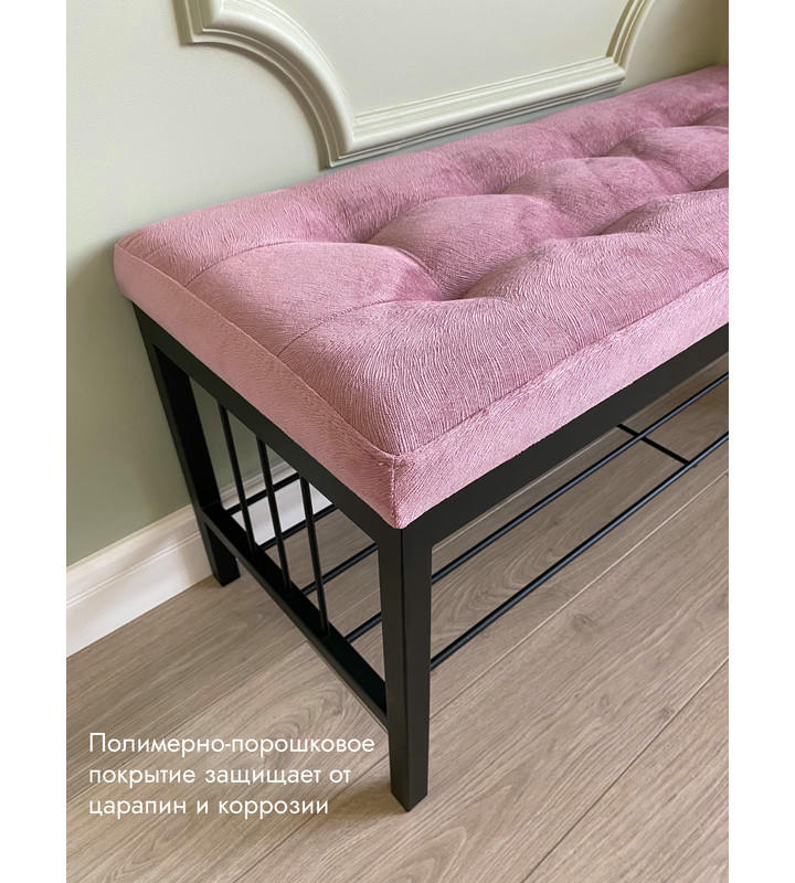 Банкетка Сканди-96-1 (светло-розовый/черный)