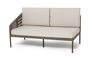 "Канны" правый модуль плетеный из роупа, каркас алюминий коричневый (RAL8016) муар, роуп коричневый круглый, ткань бежевая 035цвет коричневый