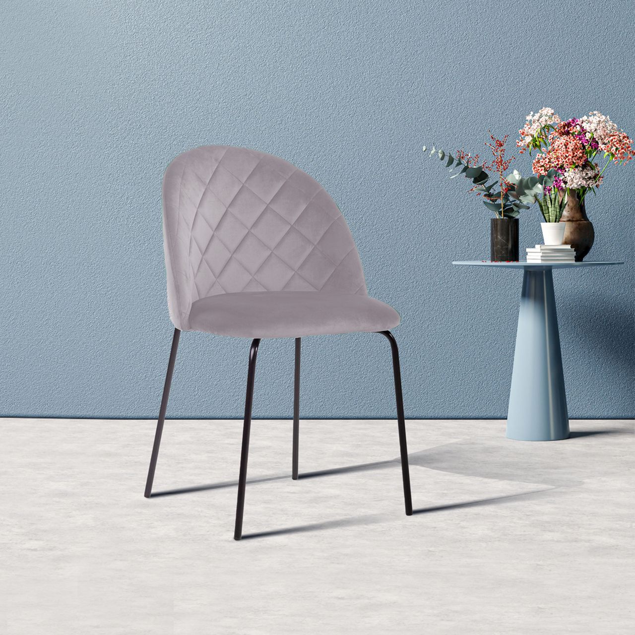 Стул Норд ромб, бархат светло-серый 26