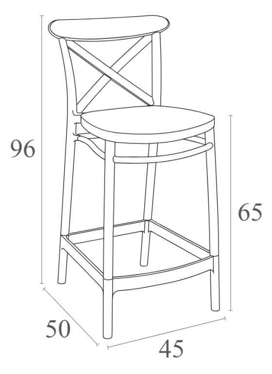 Стул пластиковый полубарный Cross Bar 65 оливковый