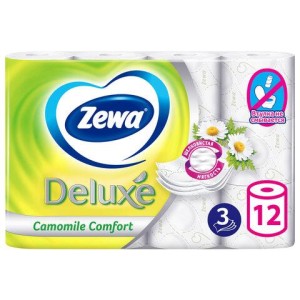 Бумага туалетная 3-слойная 12 рулонов (12х18 м), С АРОМАТОМ РОМАШКИ, ZEMMA/ZEWA Deluxe, 536131