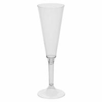 Фужер одноразовый 160мл для шампанского пластиковый прозрачная высокая ножка "Флюте", ШК0983, 1015
