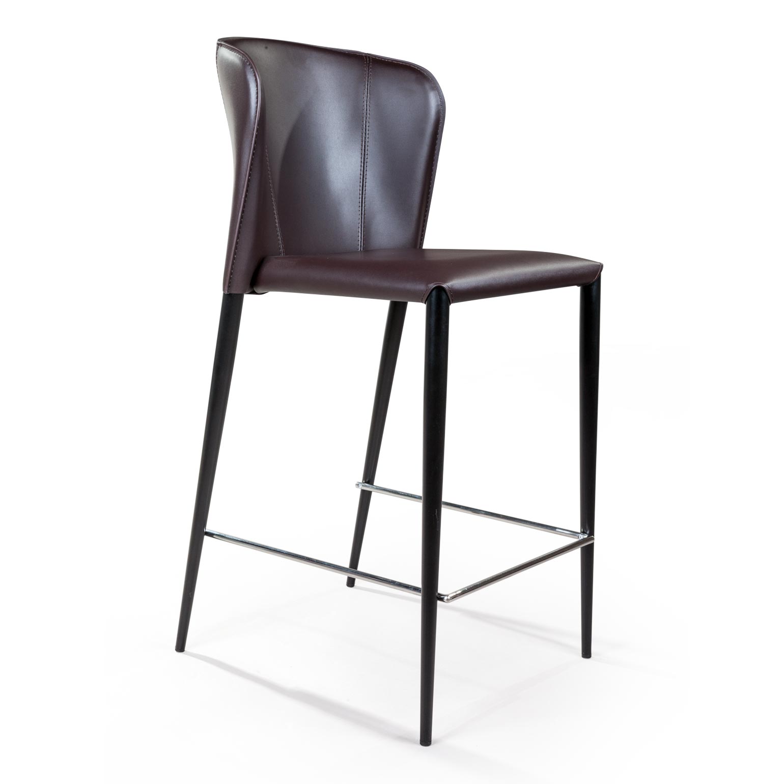 Стул полубарный Альберт, кожа коричневый