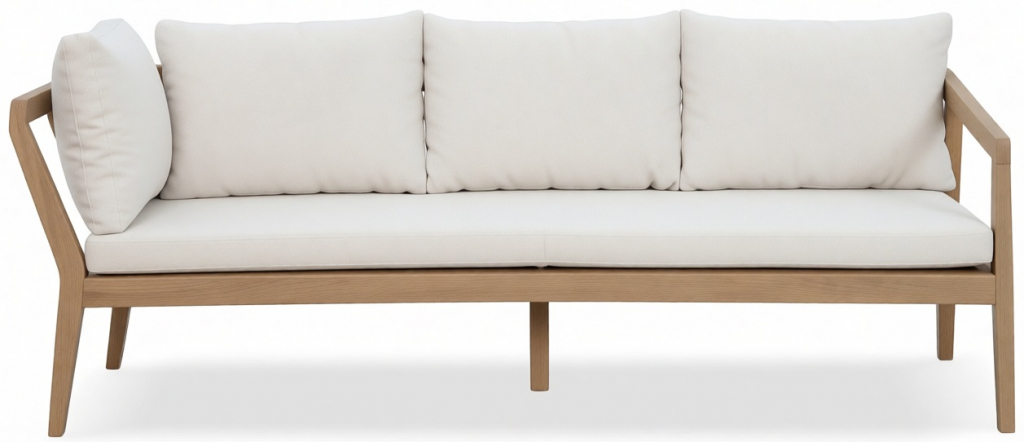 Модуль деревянный трехместный с подушками Nara песочный, бежевый