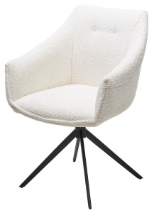 Стул КЛАУДС (CLOUDS) 360 град. поворот. Белый Wales 101, букле/ черный каркас / Товарный знак DISAUR