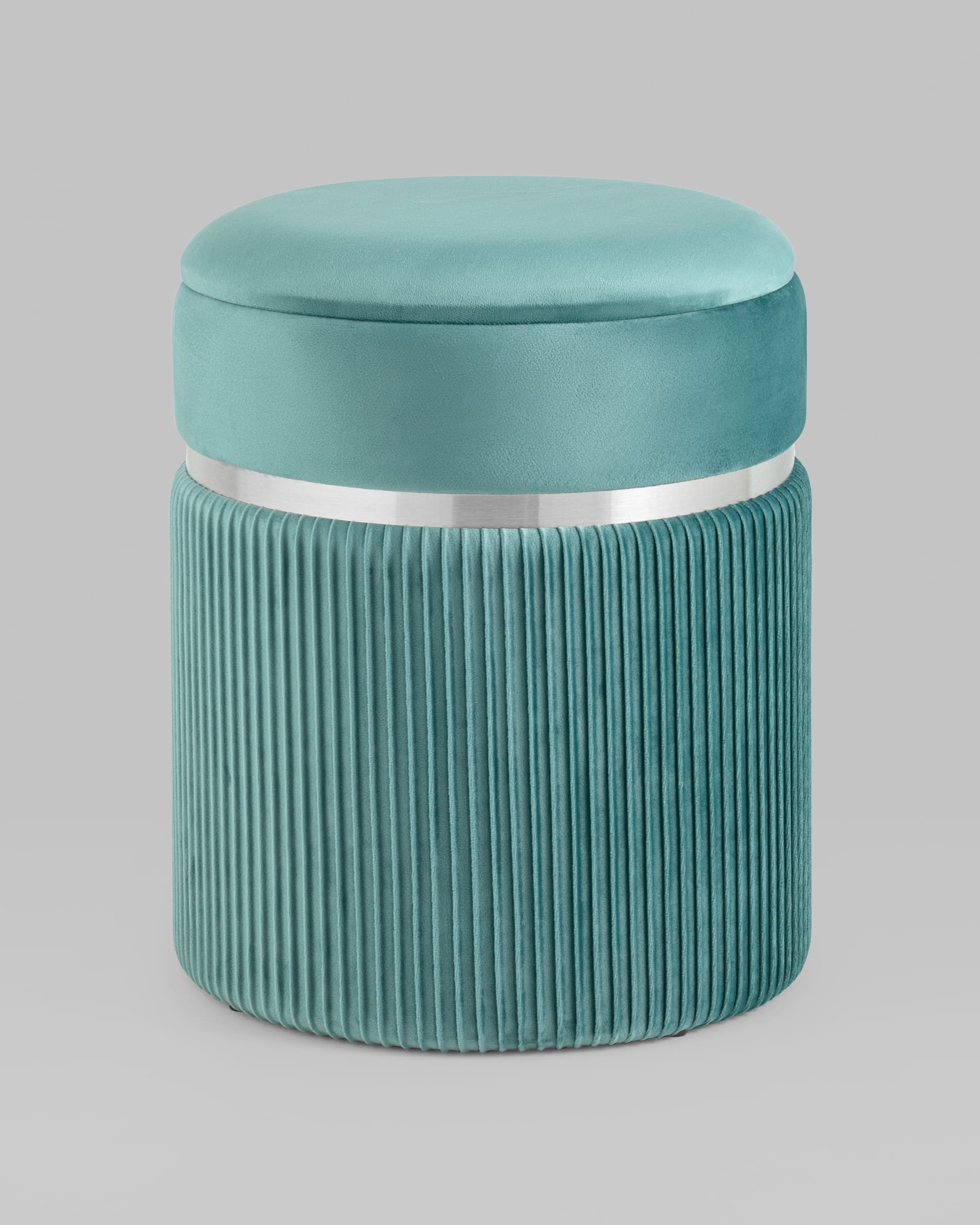 Пуф Миранда с ящиком серебро велюр светло-бирюзовый