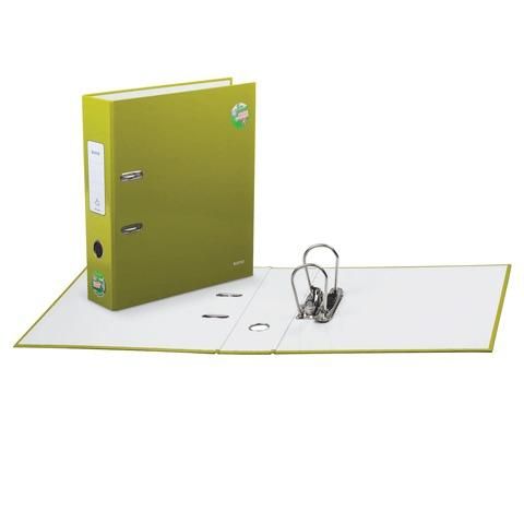 Папка-регистратор LEITZ "WOW", механизм 180°, ламинированная, 80 мм, зеленая, 10050054, 10050064