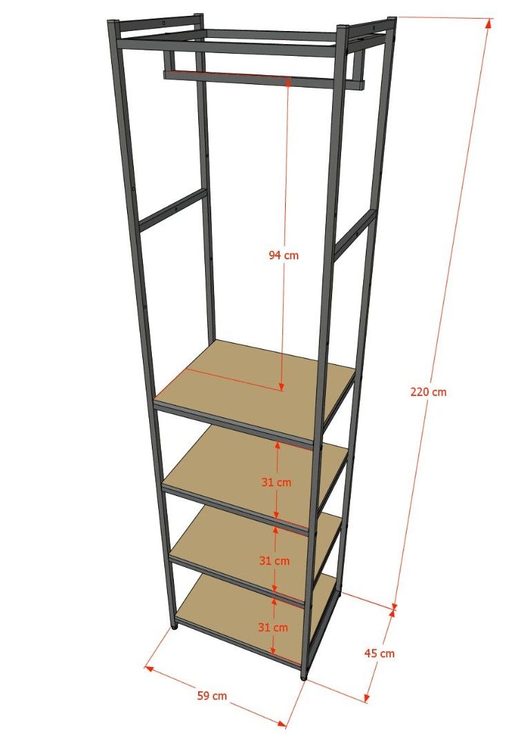 Стеллаж для одежды A2260-19-ЧБ 220х60х45