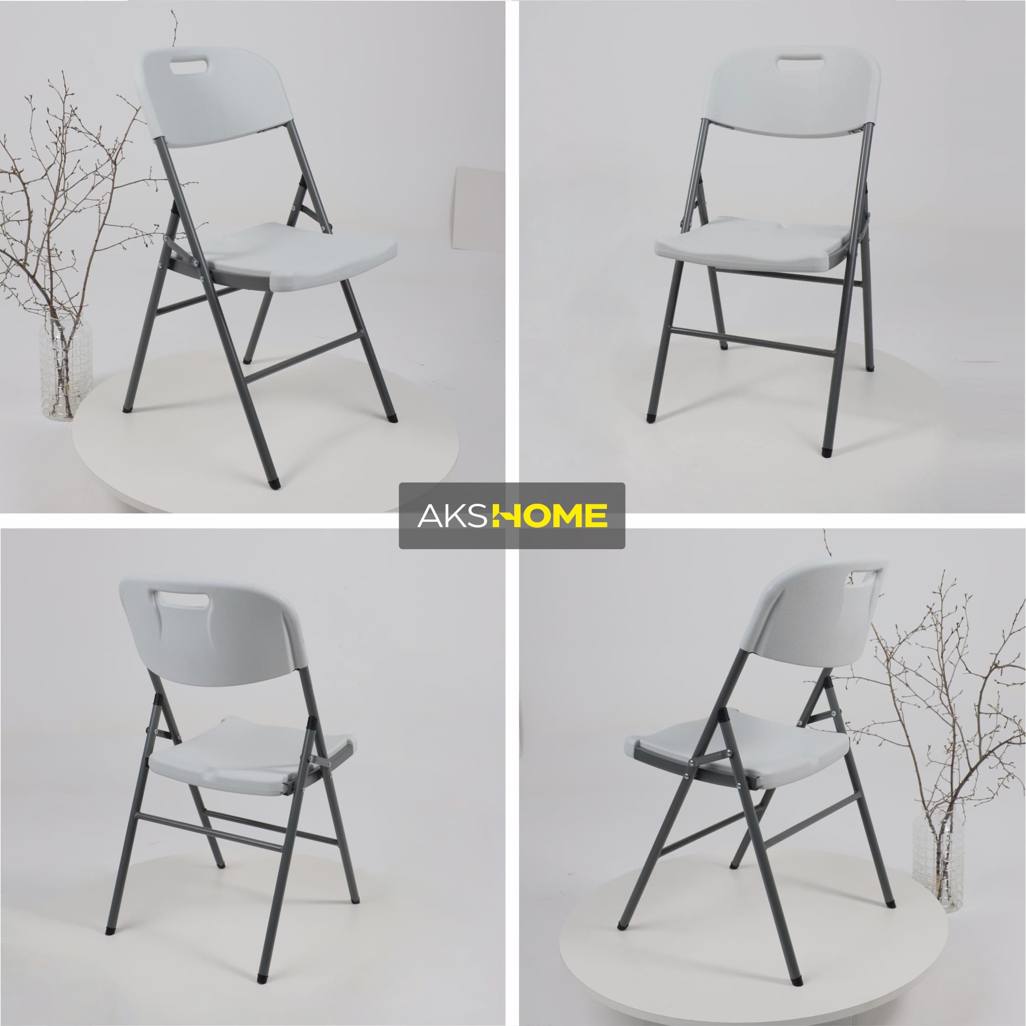 Стул садовый складной со спинкой, белый, hdpe-пластик