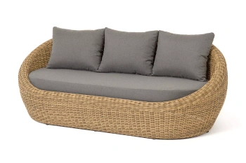 "Барселона" диван из искусственного ротанга трехместный, цвет соломенныйцвет соломенный