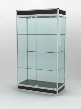 Витрина "ПРОФИЛЬ ПОДИУМ" №1-500-2 (задняя стенка - стекло), Черный