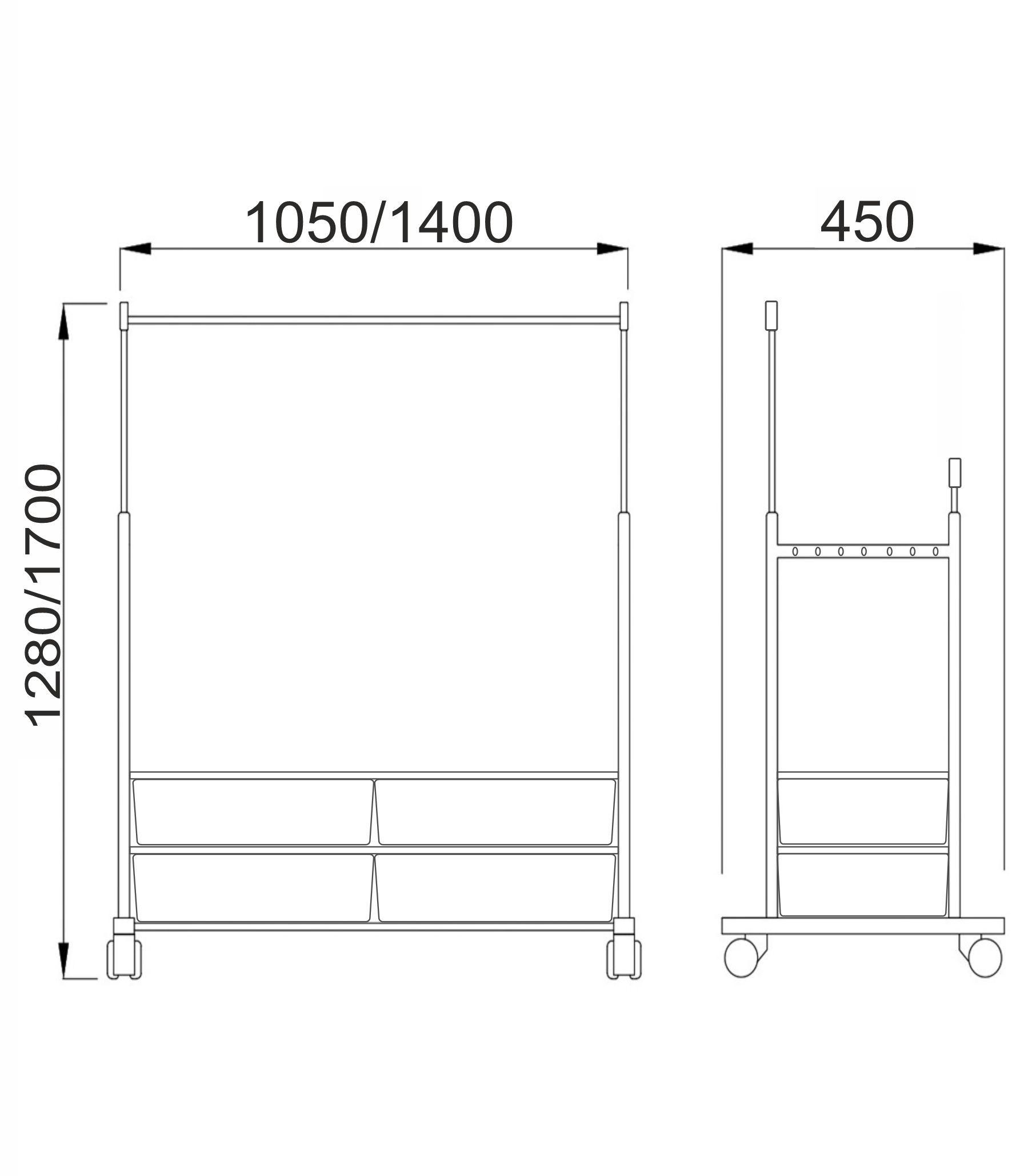 Вешалка для одежды Nora на колесах, хром, металл