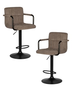 Набор 2 шт Стул барный DOBRIN KRUGER ARM BLACK, какао вельвет (LAR-E2041-05)