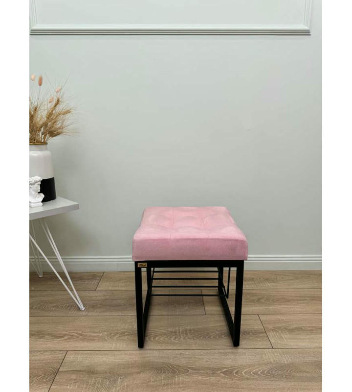 Банкетка Марсей 40-44 с полкой (светло розовый/черный)