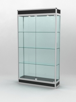 Витрина "ПРОФИЛЬ ПОДИУМ" №1-300-2 (задняя стенка - стекло), Черный