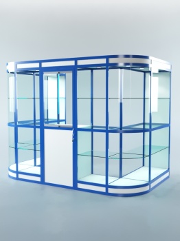 Павильон торговый из профиля пристенный №4в, Белый + Делфт голубой U525 ST9