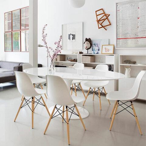 Стулья BRABIX "Eames CF-010", КОМПЛЕКТ 4 шт., пластик белый, опоры дерево/металл, 532630
