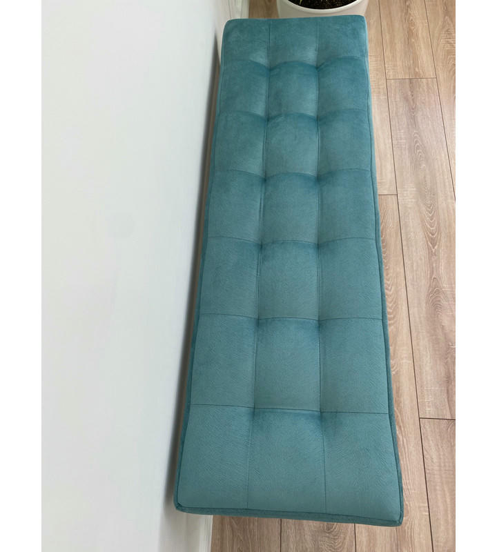 Банкетка Сканди-120-2-полочная (светло-бирюзовый/серый)