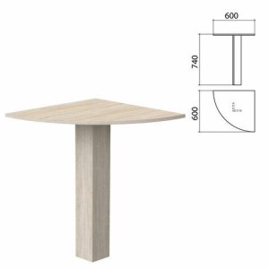 Стол приставной угловой "Бюджет" 600х600х740 мм, дуб сонома, 402664-091