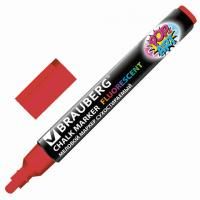 Маркер меловой BRAUBERG &quot;POP-ART&quot;, сухостираемый, для гладких поверхностей, 5мм, КРАСНЫЙ, 151529