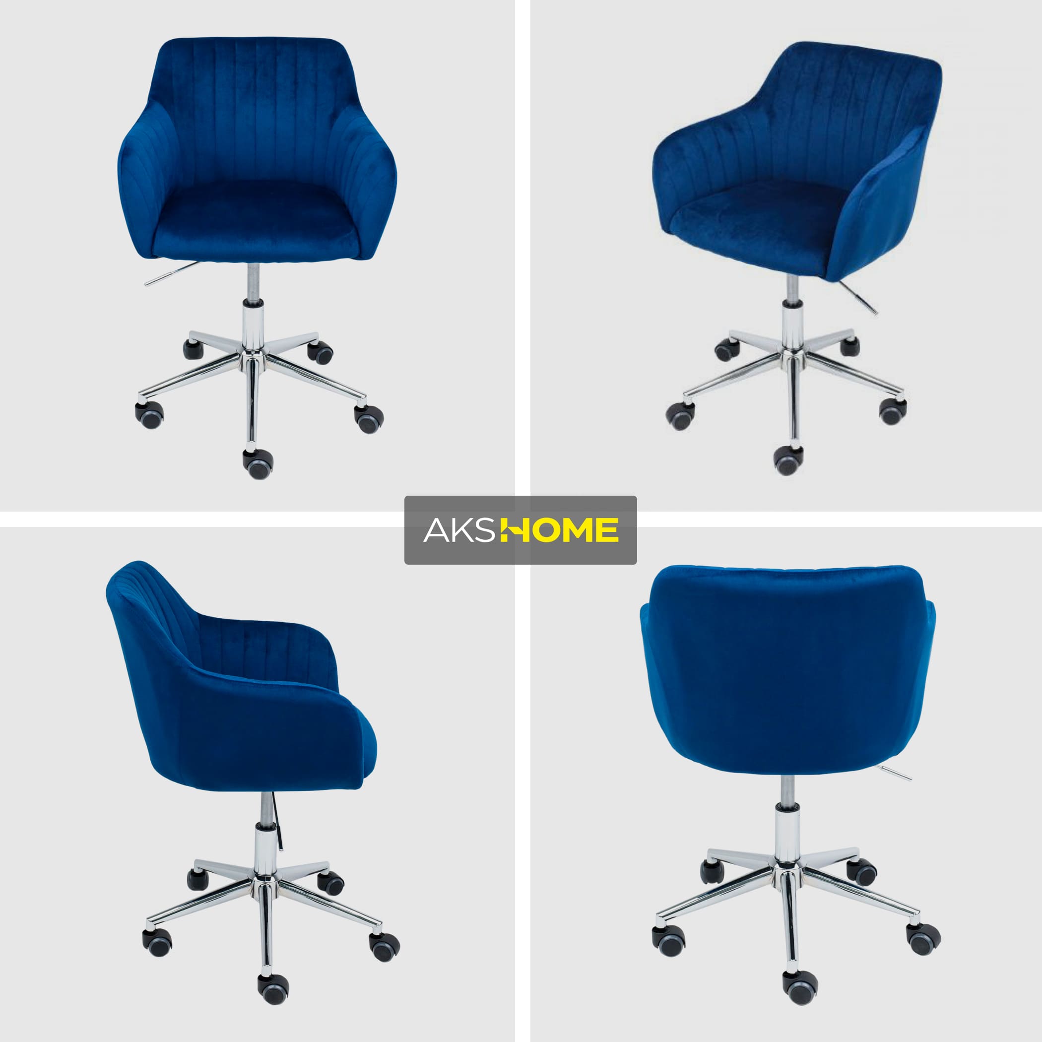 Кресло поворотное Sark, синий, велюр