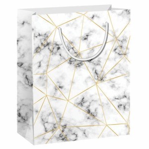 Пакет подарочный (1 штука) 26x13x33 см, ЗОЛОТАЯ СКАЗКА "Golden Marble", тиснение фольгой, 608251