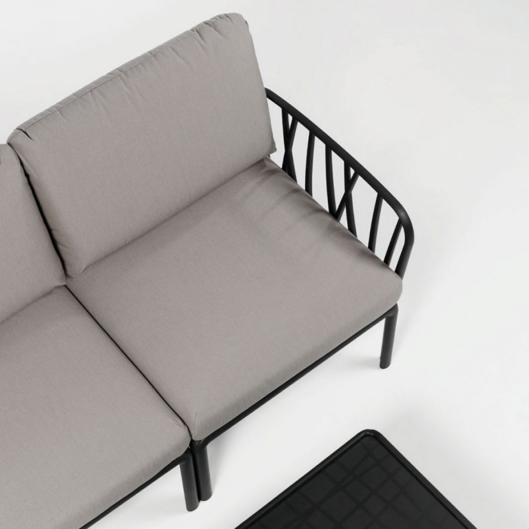 Диван пластиковый с подушками Komodo 3 антрацит, серый