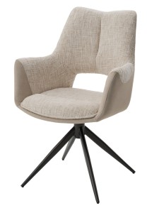 Стул ДАВЕН (DAVEN) 360 град, цвет КРЕМОВЫЙ RIELY-111 / G1038-10, ткань / ТЕМНО-СЕРЫЙ каркас, ®DISAUR