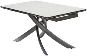 Стол ЭСТЕБИО (ESTEBIO) 160  KL-99 Белый мрамор матовый, итальянская керамика/ Темно-серый, ®DISAUR