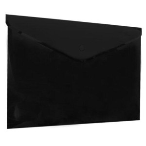 Папка-конверт с кнопкой прозрачная А4, BRAUBERG "UNIVERSAL", до 100 листов, черная, 0,15 мм, 273072