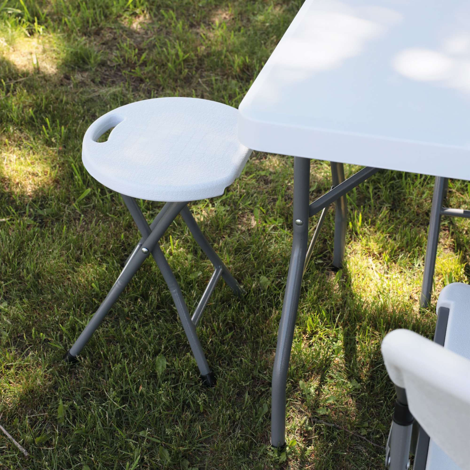 Стул садовый складной, белый, пластик