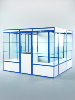 Павильон торговый из профиля пристенный №9а, Белый + Делфт голубой U525 ST9