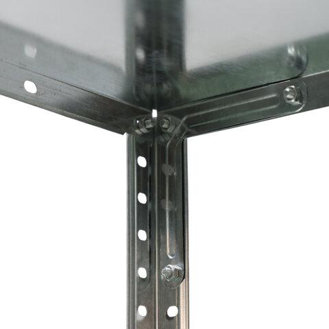 Стеллаж металлический BOOMHOUSE (БУМХАУС) 1200x600x300 мм, 4 полки, нагрузка на стеллаж до 120 кг, серебристый, 291417