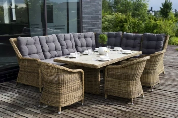 "Бергамо" обеденная группа угловая из искусственного ротанга, цвет соломенныйцвет соломенный