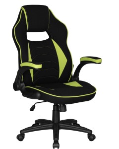 Кресло игровое DOBRIN RICK, черно-светло-зеленая ткань