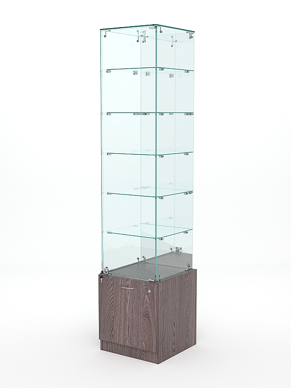 Витрина стеклянная "КРИСТАЛЛ" №508 (с дверкой, задняя стенка - зеркало)