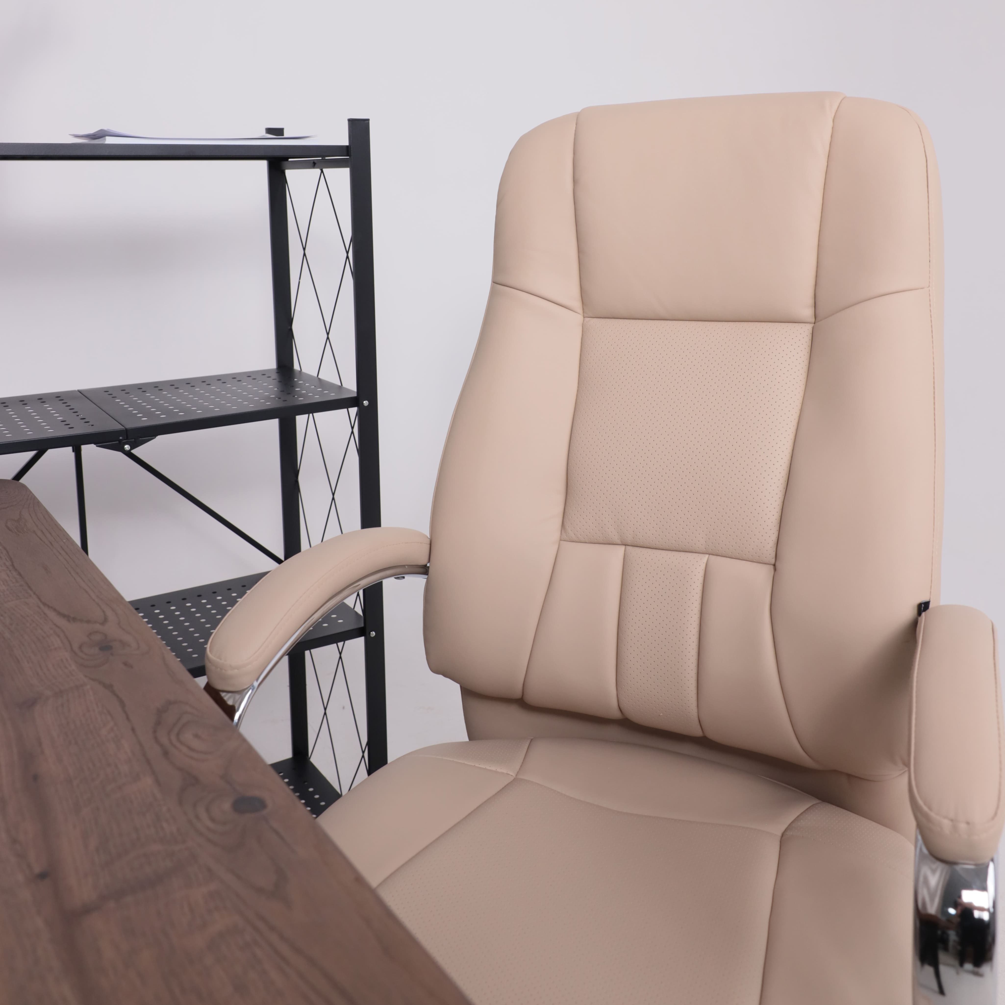 Кресло поворотное King, бежевый, экокожа