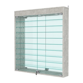 Витрина настенная №4-8А с зеркалом и с подсветкой, Метрополитан Грей