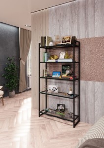 Стеллаж с полками PORTA ПС-1709Ч, 170 × 89 × 30 см, 5 полок — Стекло