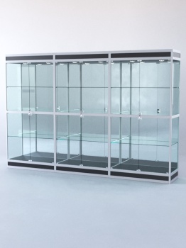 Витрина "ПРЯМОУГОЛЬНАЯ" №3-3м-500-3 (задняя стенка - зеркало), Черный