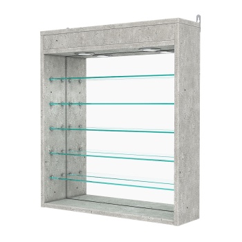 Витрина настенная №1-8Г с зеркалом и с подсветкой, Метрополитан Грей