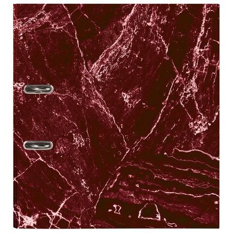 Папка-регистратор STAFF БЮДЖЕТ с мраморным покрытием, 70 мм, без уголка, красная, 229619
