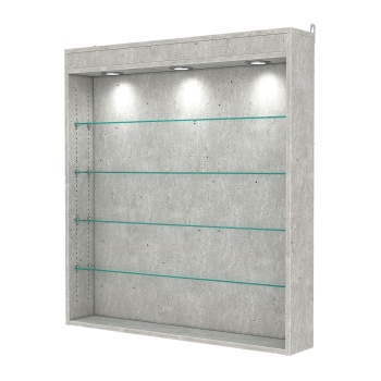 Витрина настенная с регулировочными полками №4-3Г-РЕГ с подсветкой, Метрополитан Грей