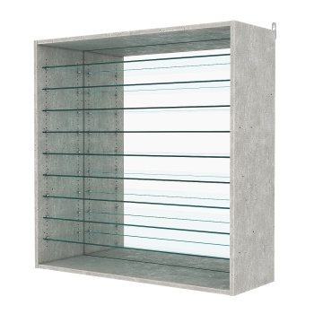 Витрина настенная с регулировочными полками №4-6ГГ-РЕГ с зеркалом, Метрополитан Грей