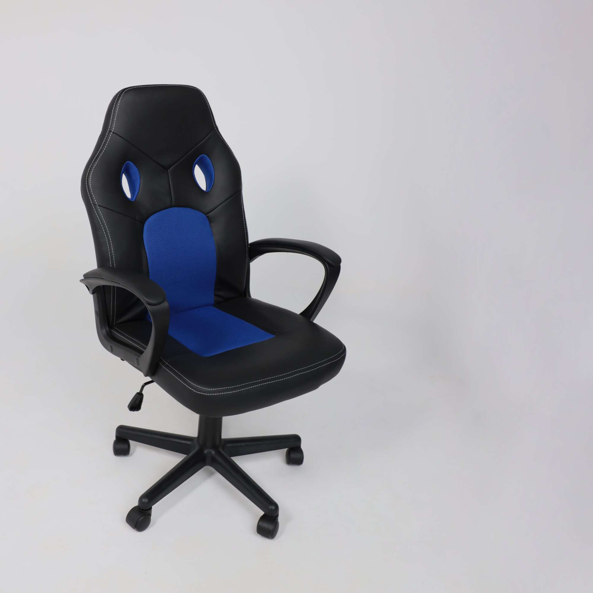 Кресло поворотное Flaviy, черный/серый/синий, ткань