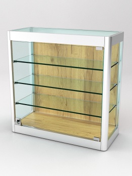 Витрина из профиля настенная "ВАЙБ ИКС" №4-3П-ДСП-220 (задняя стенка ДСП), Дуб Золотистый