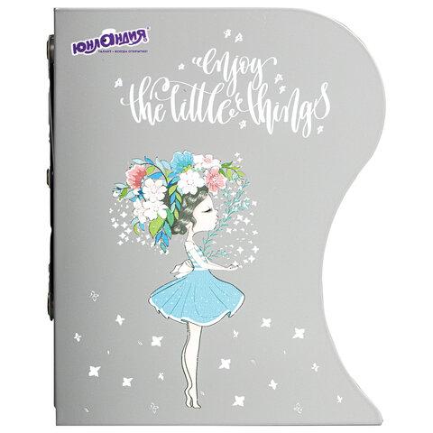 Подставка-держатель для книг и учебников ЮНЛАНДИЯ "Flower girl", раздвижная, металлическая, 237902